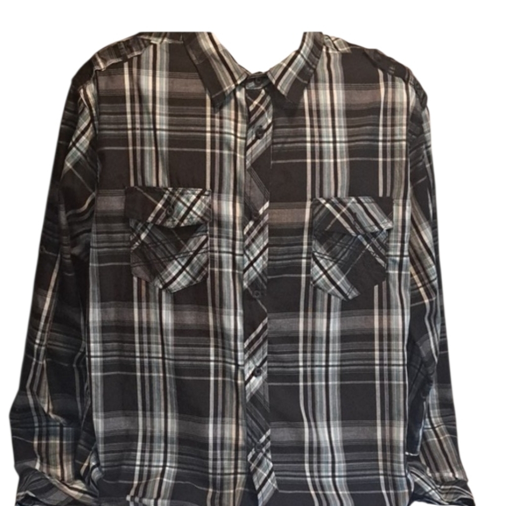 Helix Men's  Button Down Long Sleeve Plaid Shirt